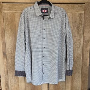 Men's Black and White Micro-Check Dress Shirt